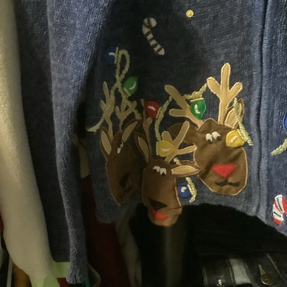 Tiara Navy Knit girls full zip Christmas Sweater,‎ size 16
